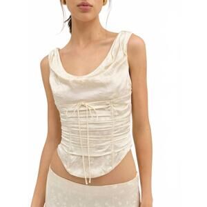 NEW FOR LOVE & LEMONS carla jacquard corset top in cream